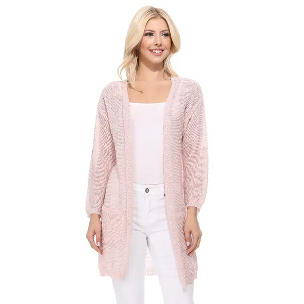 Summer Sweater Cardigan with Pockets in Blush