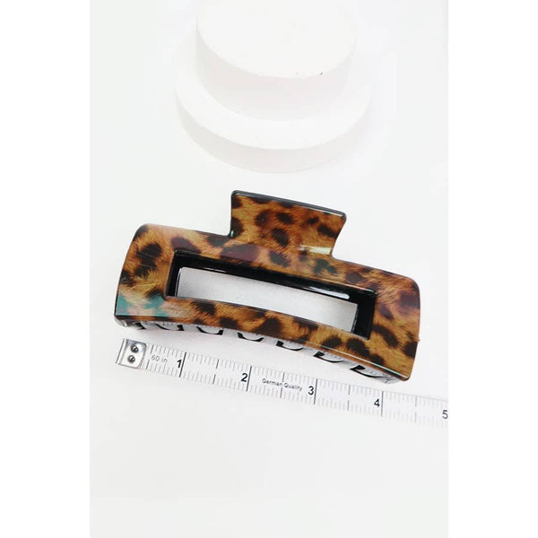 Assorted Leopard Print Rectangle Hair Claw