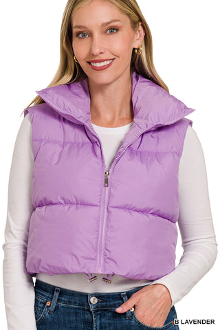 Puffer Cropped Vest in Lavender