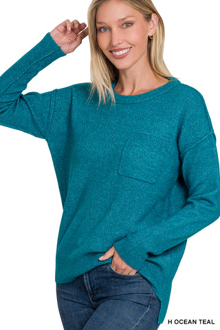 Mélange Crewneck Sweater in Heather Teal