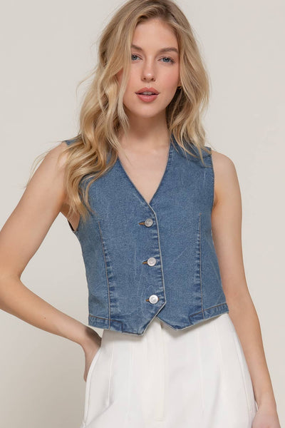 Stretch Denim Vest Top