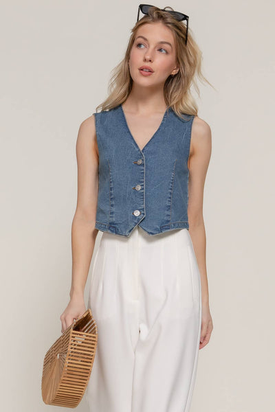 Stretch Denim Vest Top