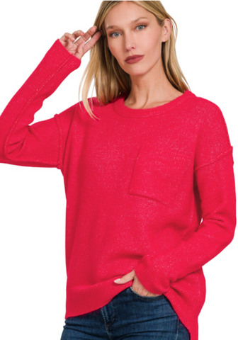 Mélange Crewneck Sweater in Magenta