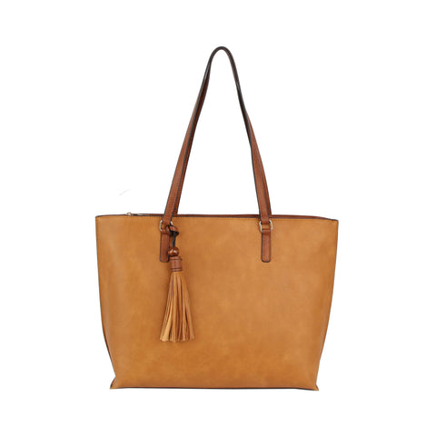 Two Tone Tote Bag in Brown