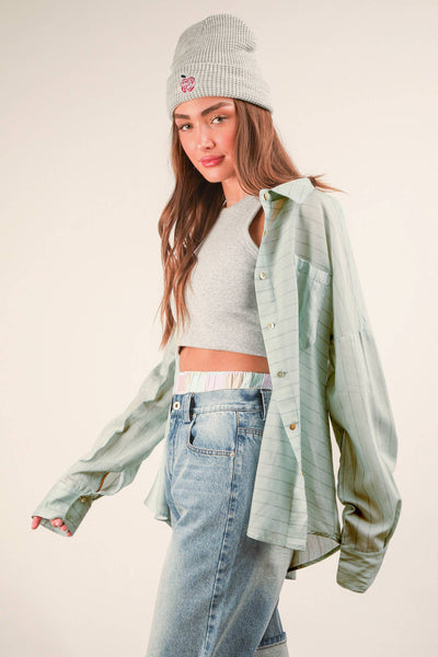 Oversized Striped Button Down Shirt