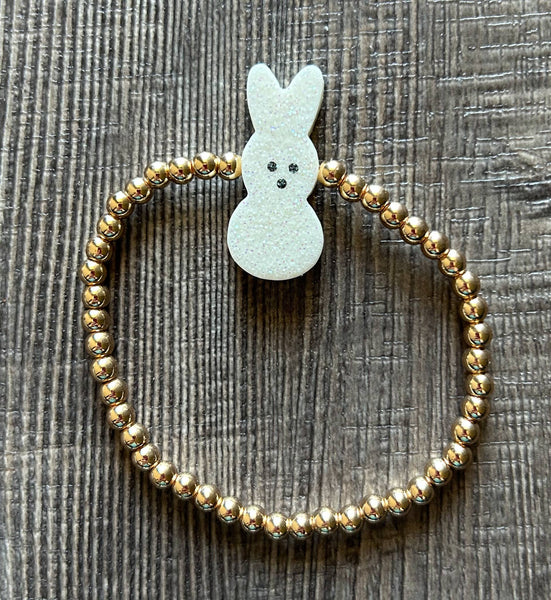 Easter Gold Bead Bracelet with Bunny Accent Bead