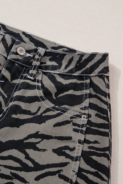Zebra Stripe Barrel Leg Jeans