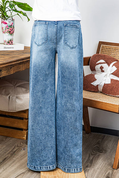 Seamed Wide Leg High Waist Jeans