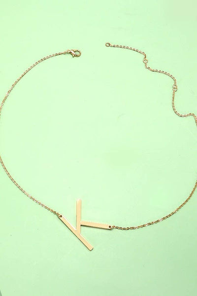 Oversized Sideways Initial Necklace in Gold