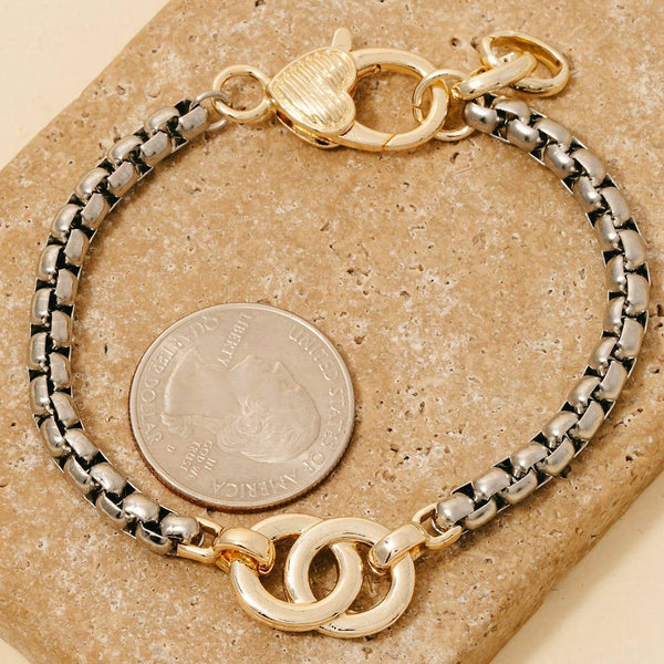 Gold Dipped Two Tone Box Chain Bracelet