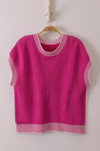 Sleeveless Sweater in Hot Pink