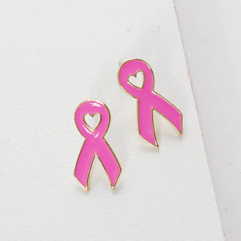 Breast Cancer Awareness Ribbon Earrings