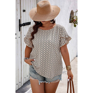 Print Ruffle Sleeve Top