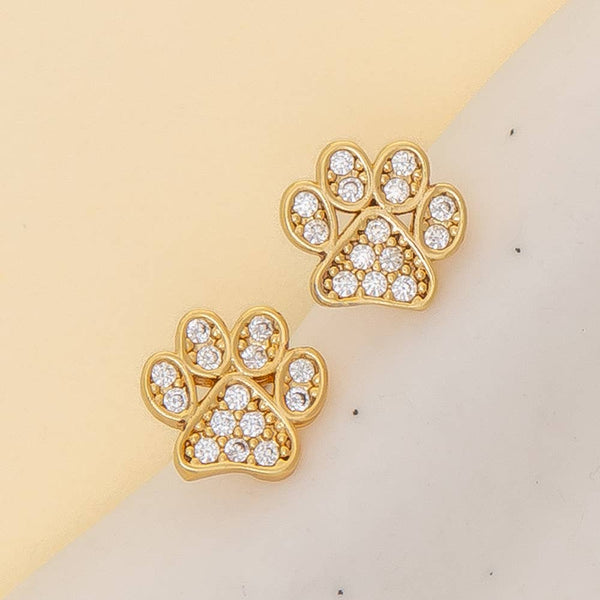 Paw Stud Earrings with Cubic Zirconia