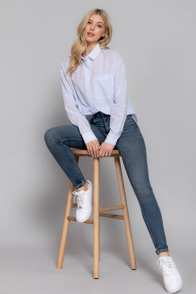 Striped Button-Down Shirt in Blue