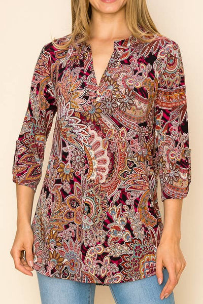 Paisley Mandarian Collar Top