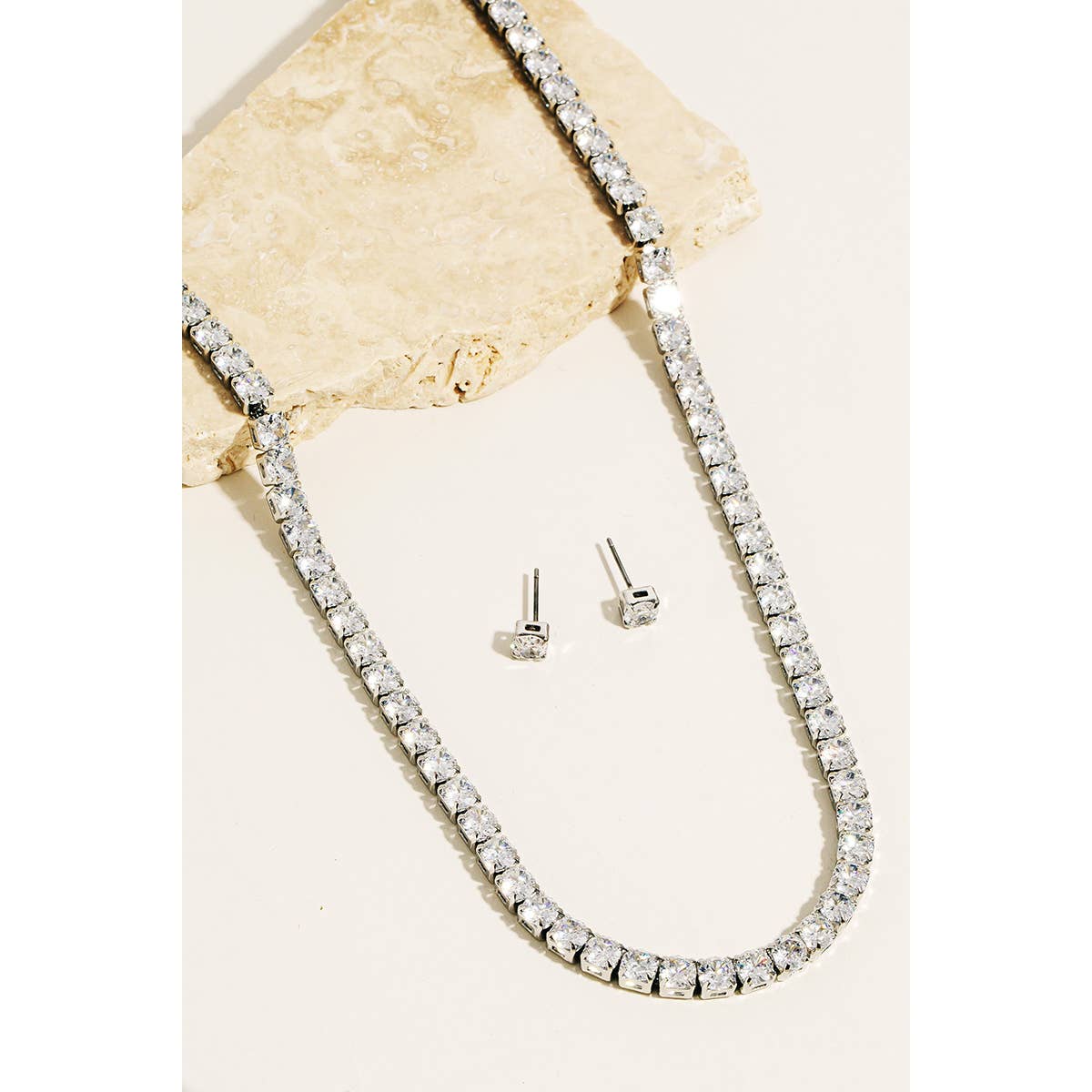 Rhinestone Studded Necklace Set