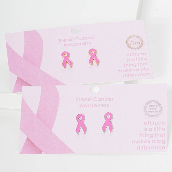 Breast Cancer Awareness Ribbon Earrings