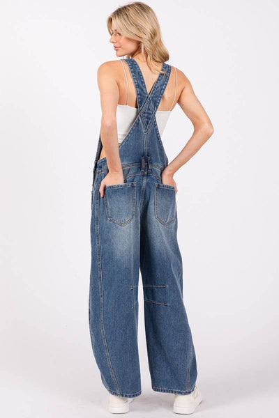 Washed Black Denim Overall