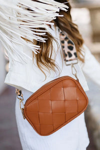 Leopard strap crossbody shoulder bag