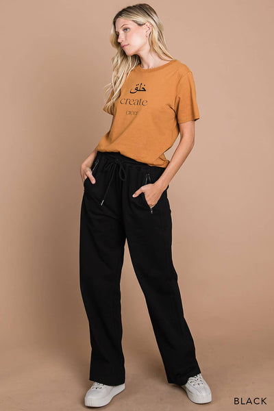 Vintage Washed Cotton Terry Lounge Pants in Black