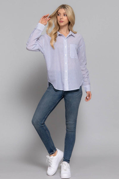 Striped Button-Down Shirt in Blue