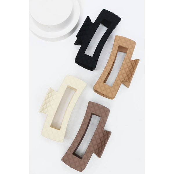 Matte Embossed Cut Out Rectangle Hair Claw
