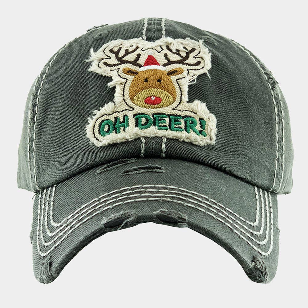 Oh Deer! Baseball Hat in Black