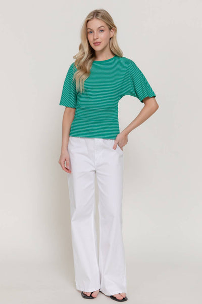 Dolman Stripe Knit Top in Green