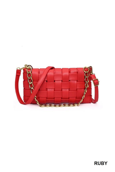 Vegan Leather Woven Crossbody Bag