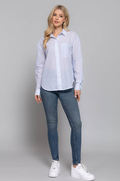 Striped Button-Down Shirt in Blue