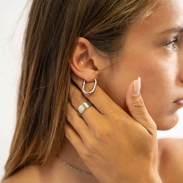Hypoallergenic Oval Huggie Earrings