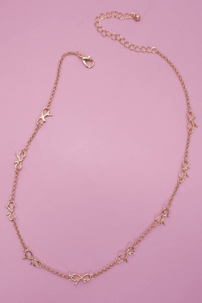 Cutout Bow Necklace in Gold
