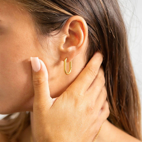 Hypoallergenic Oval Huggie Earrings
