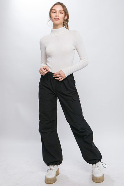 Parachute Cargo Pants in Black
