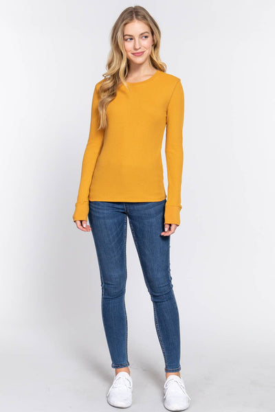 Thermal Knit Top in Mustard