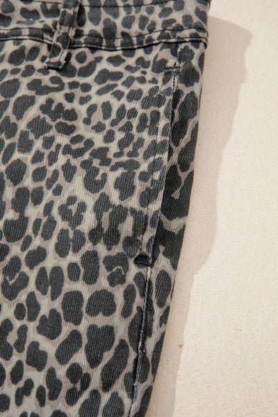 Leopard Wide Leg High Waist Jean in Black