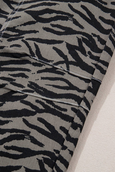 Zebra Stripe Barrel Leg Jeans