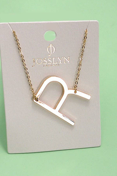 Oversized Sideways Initial Necklace in Gold