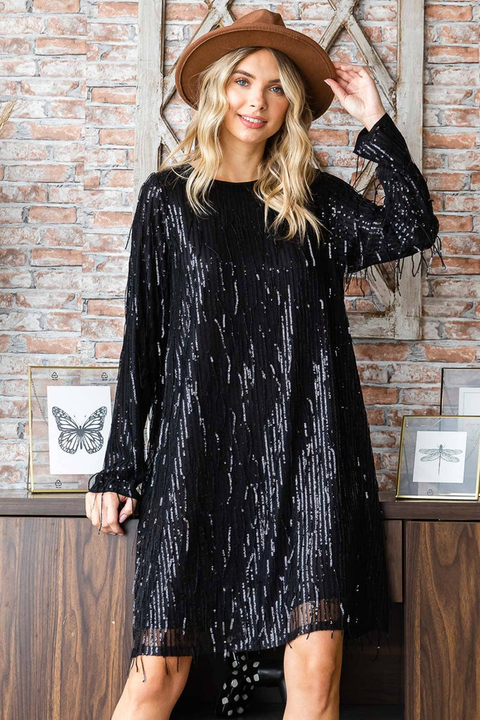 Sequin Shift Dress Better in Bourbon Sequin Shift Dress Better in Bourbon