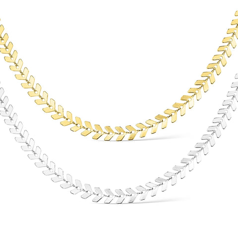 Stainless Steel Chevron Chain Necklace