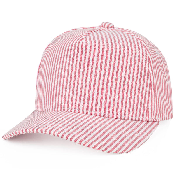 Stripe Pattern Criss-Cross Ponytail Trucker Hat