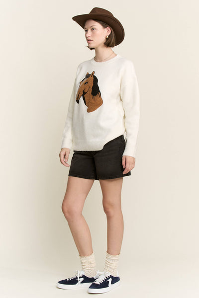 Horse Knit Sweater in Ivory