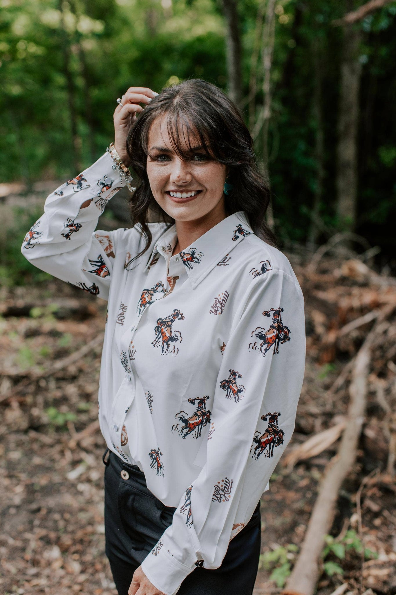 Yee Haw Pearl Snap Button Down Shirt