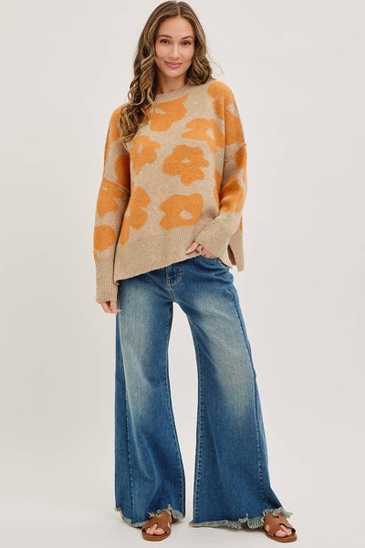 Mid Rise Wide Leg Frayed Hem Denim