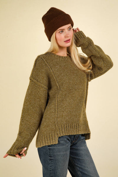 Fuzzy Feeling Oversized Knit Pullover Sweater