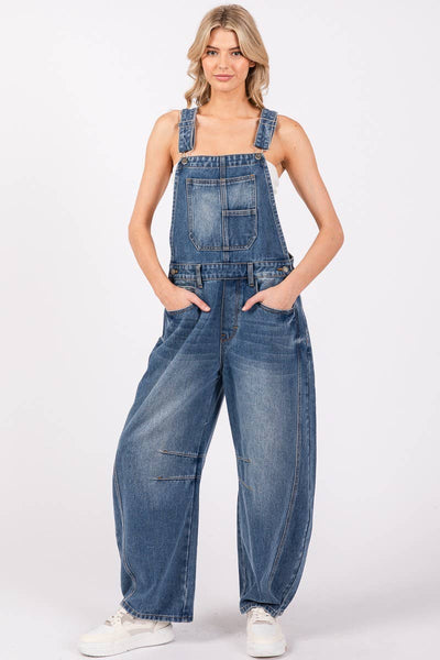 Washed Black Denim Overall