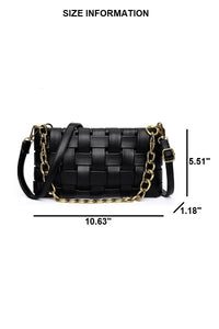 Vegan Leather Woven Crossbody Bag