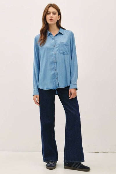 Tencel Button Down in Light Wash