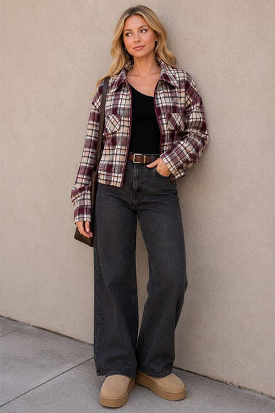 Fall Vibes Plaid Print Jacket